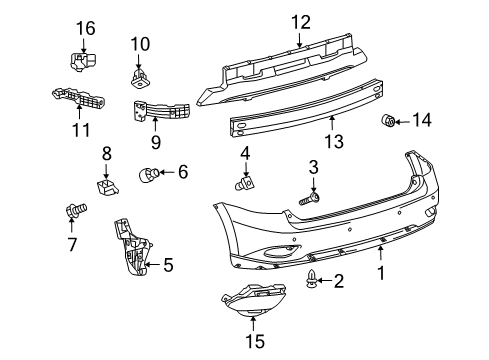 2010 Lexus RX450h Rear Bumper Rear Bumper Protector, Black Diagram for PT738-48090