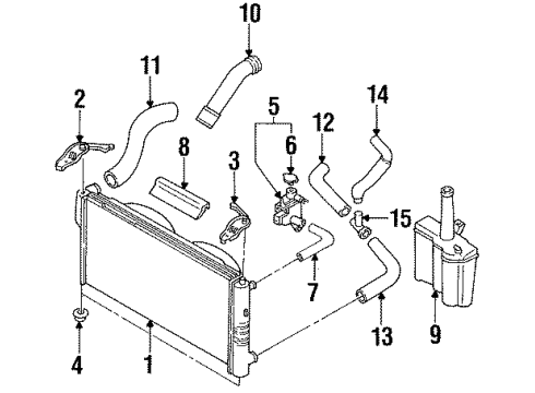 1996 Ford Probe Radiator & Components Lower Hose Diagram for F32Z8548EA