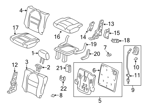 2006 Honda Pilot Rear Seat Components Cover, Right Rear Seat Cushion Trim (Gray) (Leather) Diagram for 82131-S9V-A32ZB