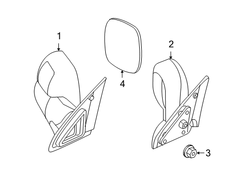 2008 Dodge Ram 2500 Outside Mirrors Glass-Mirror Replacement Diagram for 5191036AA