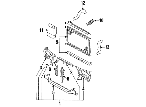 1992 Nissan NX Radiator & Components, Radiator Support Bracket Assembly-Reserve Diagram for 21745-50Y00