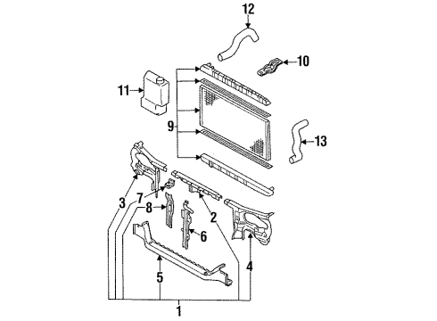 1992 Nissan NX Radiator & Components, Radiator Support Hose-RDTR, Upper Diagram for 21501-53Y01