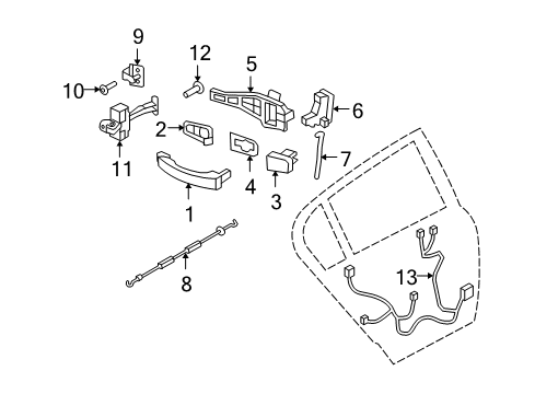 2008 Saturn Astra Rear Door - Lock & Hardware Check, Rear Side Door Diagram for 13107851