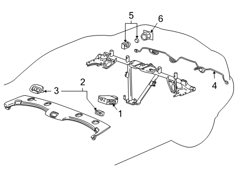 2007 Cadillac XLR Electrical Components Rear Object Alarm Module Assembly Diagram for 10348799