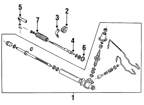 1996 Infiniti G20 P/S Pump & Hoses, Steering Gear & Linkage Insulator, RH Diagram for 54445-50J00