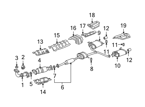 2004 Acura TSX Exhaust Components Finisher, Exhaust Pipe Diagram for 18310-SDP-A02