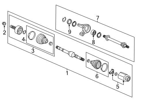 2019 Honda Civic Drive Axles - Front Driveshaft Assembly, Driver Side Diagram for 44306-TGG-A01