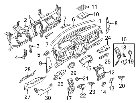 2012 Ford F-150 Instrument Panel Center Panel Diagram for 9L3Z-1504302-BB