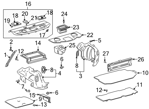 2002 Toyota Prius Interior Trim - Rear Body Pad Diagram for 64334-47010