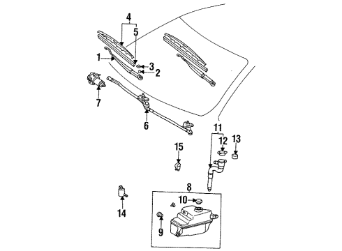 1998 Toyota Celica Wiper & Washer Components Motor And Pump Assy, Windshield Washer Diagram for 85330-20450