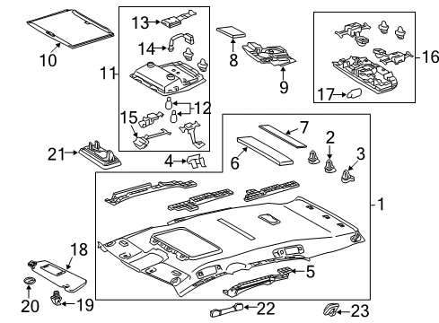 2013 Lexus RX350 Interior Trim - Roof Lamp Assy, Spot Diagram for 81360-0E010-B0