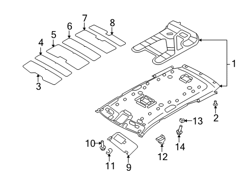 2009 Kia Borrego Interior Trim - Roof Bolt Diagram for 11251-06253