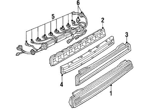 1989 Buick Skylark Tail Lamps Lens & Applique-Rear Lamp Diagram for 16511528