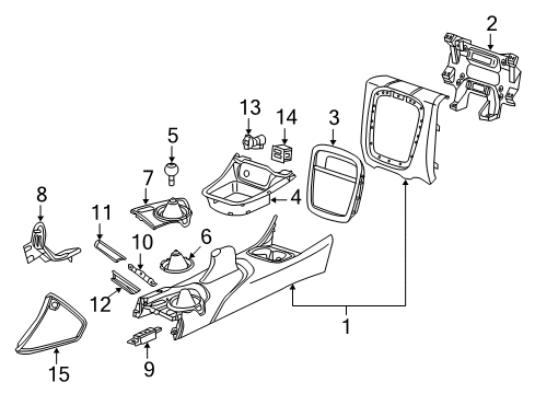 2016 Dodge Viper Center Console Base-Floor Console Diagram for 5NH76DX9AB