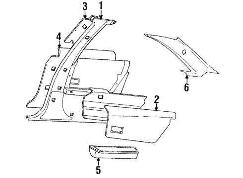 1991 Pontiac Grand Prix Interior Trim - Quarter Panels Tray Asm Ash Quarter Trim Insert * Sapphire K Diagram for 16660089