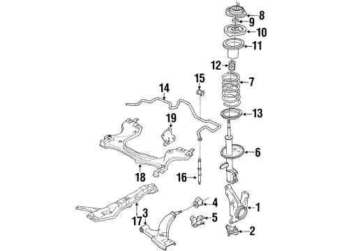 1989 Toyota Corolla Front Suspension Components, Lower Control Arm, Stabilizer Bar Upper Seat Diagram for 48044-12090