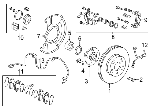 2021 Honda Clarity Front Brakes Sensor Assembly, Front Right Diagram for 57450-TRT-A01