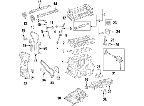 2012 Ford Transit Connect Engine Parts, Mounts, Cylinder Head & Valves, Camshaft & Timing, Oil Cooler, Oil Pan, Oil Pump, Crankshaft & Bearings, Pistons, Rings & Bearings Intake Camshaft Diagram for 8S4Z-6250-A