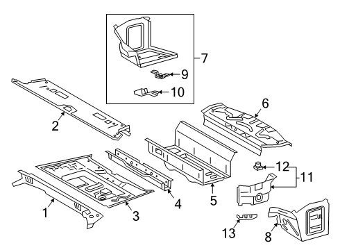 2021 BMW Z4 Rear Floor & Rails Trunk Floor, Upper Part Diagram for 41009466259