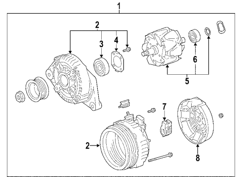 2007 Toyota Sienna Alternator Bearings Diagram for 90068-10222