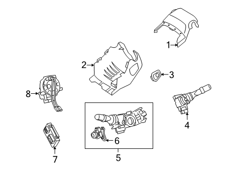 2010 Lexus HS250h Shroud, Switches & Levers Multiplex Tilt & Telescopic Computer Diagram for 89227-75020