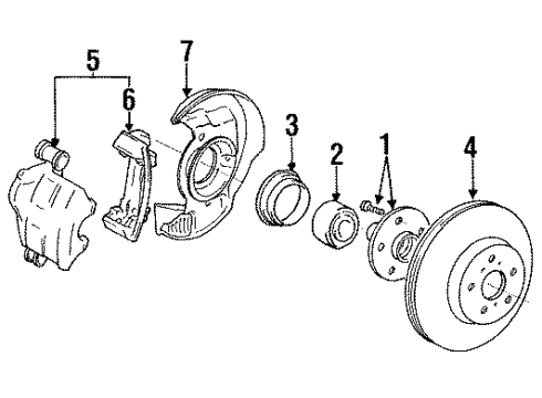 1990 Toyota Celica Front Brakes Caliper Overhaul Kit Diagram for 04479-20140