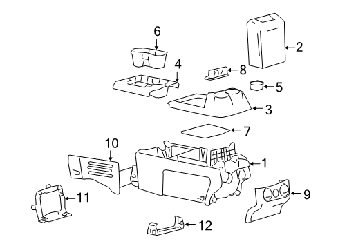 2008 Lincoln Mark LT Console Mat Diagram for 4L3Z-15045G34-AAA