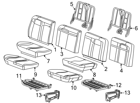 2009 GMC Savana 2500 Rear Seat Components Seat Back Frame Diagram for 19127764