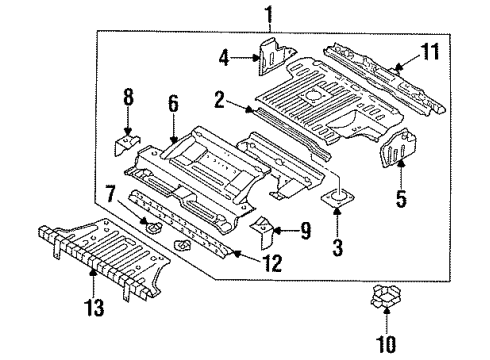 1993 Nissan Pathfinder Rear Floor & Rails Floor Rear Diagram for 74514-98G30