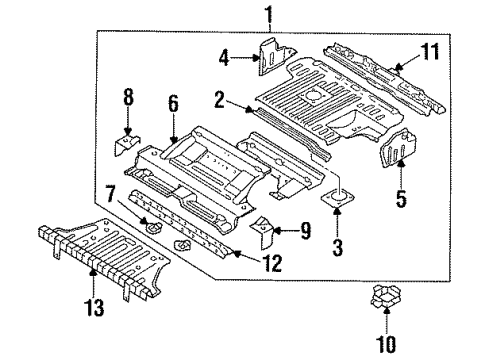 1989 Nissan Pathfinder Rear Floor & Rails Floor-Rear Diagram for 74500-98G35