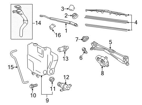 2013 Scion iQ Wiper & Washer Components Linkage Assembly Diagram for 85150-74040