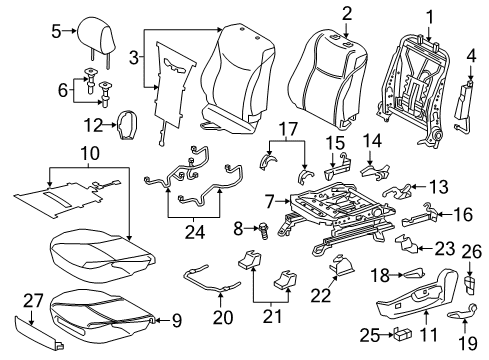 2012 Toyota Prius V Driver Seat Components Seat Cushion Pad Diagram for 71512-47090