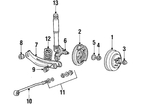 1984 Ford EXP Rear Brakes Upper Control Arm Diagram for E4LY5500B