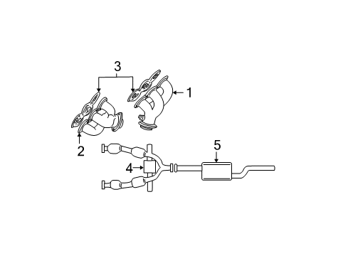 2003 Ford Mustang Exhaust Components, Exhaust Manifold Converter Diagram for 3R3Z-5F250-AA