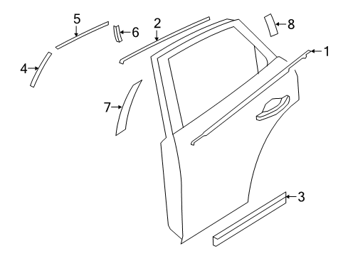 2016 Infiniti QX50 Exterior Trim - Rear Door Tape-Rear Door SASH, Front LH Diagram for 82817-3WU0A