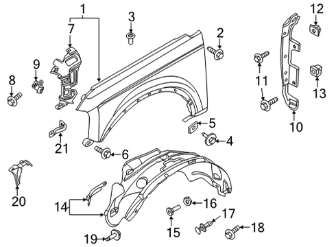 2022 Ford Bronco Fender & Components Fender Front Bolt Diagram for -W721685-S442