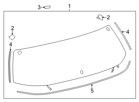 2013 Toyota RAV4 Lift Gate - Glass & Hardware Lift Gate Glass Spacer Diagram for 64818-0R030