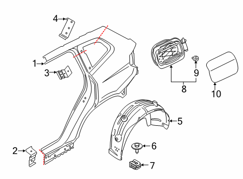 2022 BMW X4 Quarter Panel & Components Cover Pot Diagram for 51177414473
