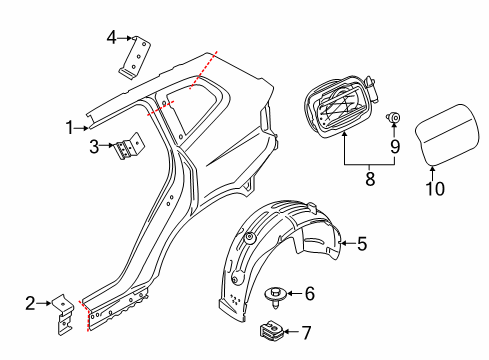 2022 BMW X4 Quarter Panel & Components Cover, Wheel Housing, Rear Right Diagram for 51717443106