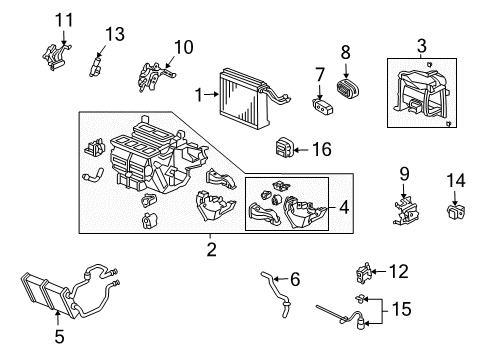 2005 Acura TL Air Conditioner Motor Assembly, Air Mix (Passenger) Diagram for 79160-SDN-A41