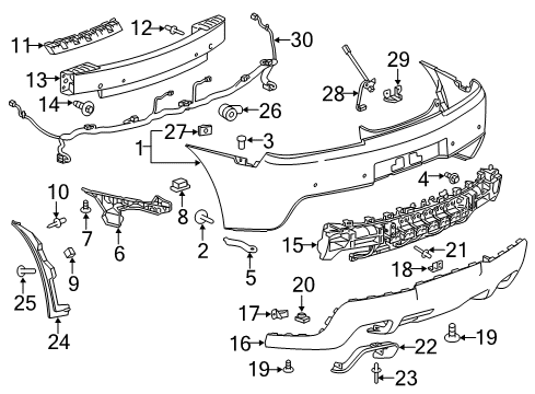 2015 Chevrolet Camaro Parking Aid Shield-Rear Bumper Fascia Splash Diagram for 22829496