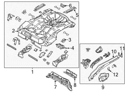 2015 Ford Focus Rear Body - Floor & Rails Floor Pan Bracket Assembly Diagram for CV6Z-5463371-B