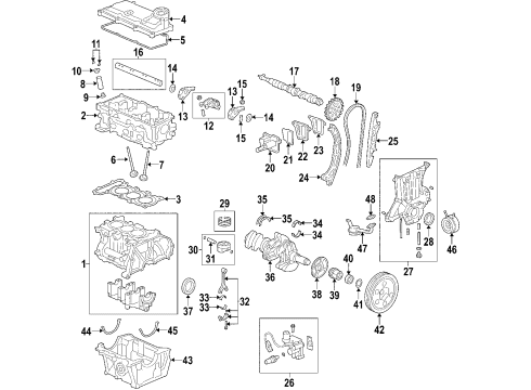 2003 Honda Insight Engine Parts, Mounts, Cylinder Head & Valves, Camshaft & Timing, Oil Pan, Crankshaft & Bearings, Pistons, Rings & Bearings Sprocket, Cam Chain Driven (50T) Diagram for 14210-PHM-004