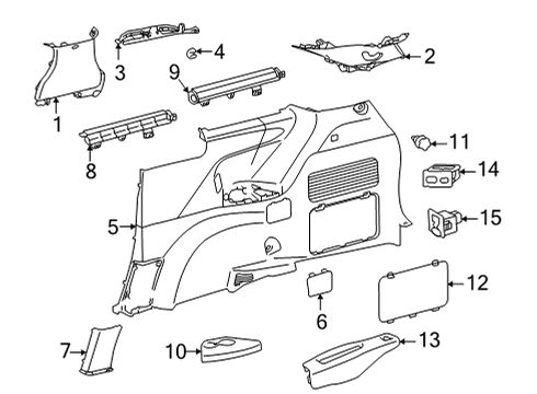 2021 Toyota Sienna Interior Trim - Side Panel Cup Holder Diagram for 64745-08030-A0