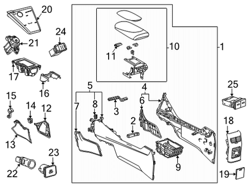 2017 Toyota Mirai Console Console Base Diagram for 58901-62020-C1