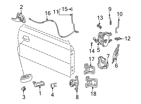 2001 Ford Mustang Door & Components Handle, Inside Diagram for XR3Z-6321818-AAD