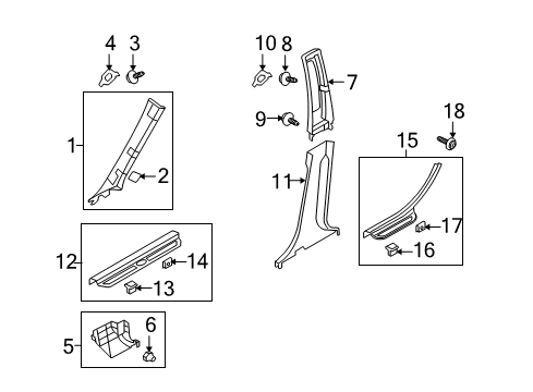 2009 Kia Optima Interior Trim - Pillars, Rocker & Floor Trim Assembly-Front Pillar Diagram for 858202G200QW