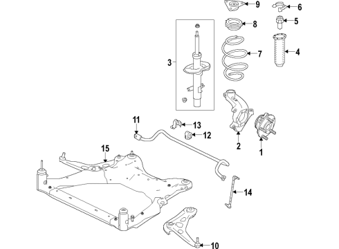 2020 Nissan Altima Front Suspension Components, Lower Control Arm, Stabilizer Bar Strut Mounting Insulator Assembly Diagram for 54320-6CA0A