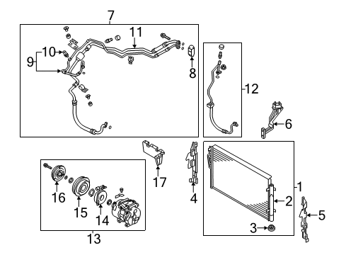 2012 Kia Sorento A/C Condenser, Compressor & Lines Hose & Tube Assembly Diagram for 977591U500