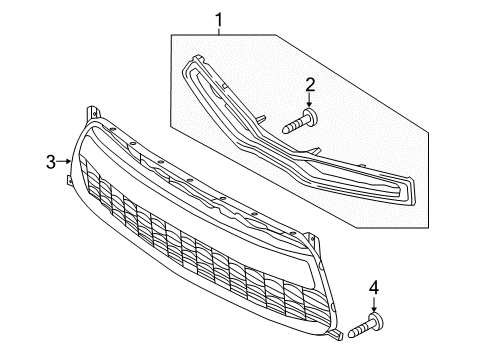 2014 Kia Forte Koup Grille & Components MOULDING -Front Bumper A/INTAKE Diagram for 86522A7200